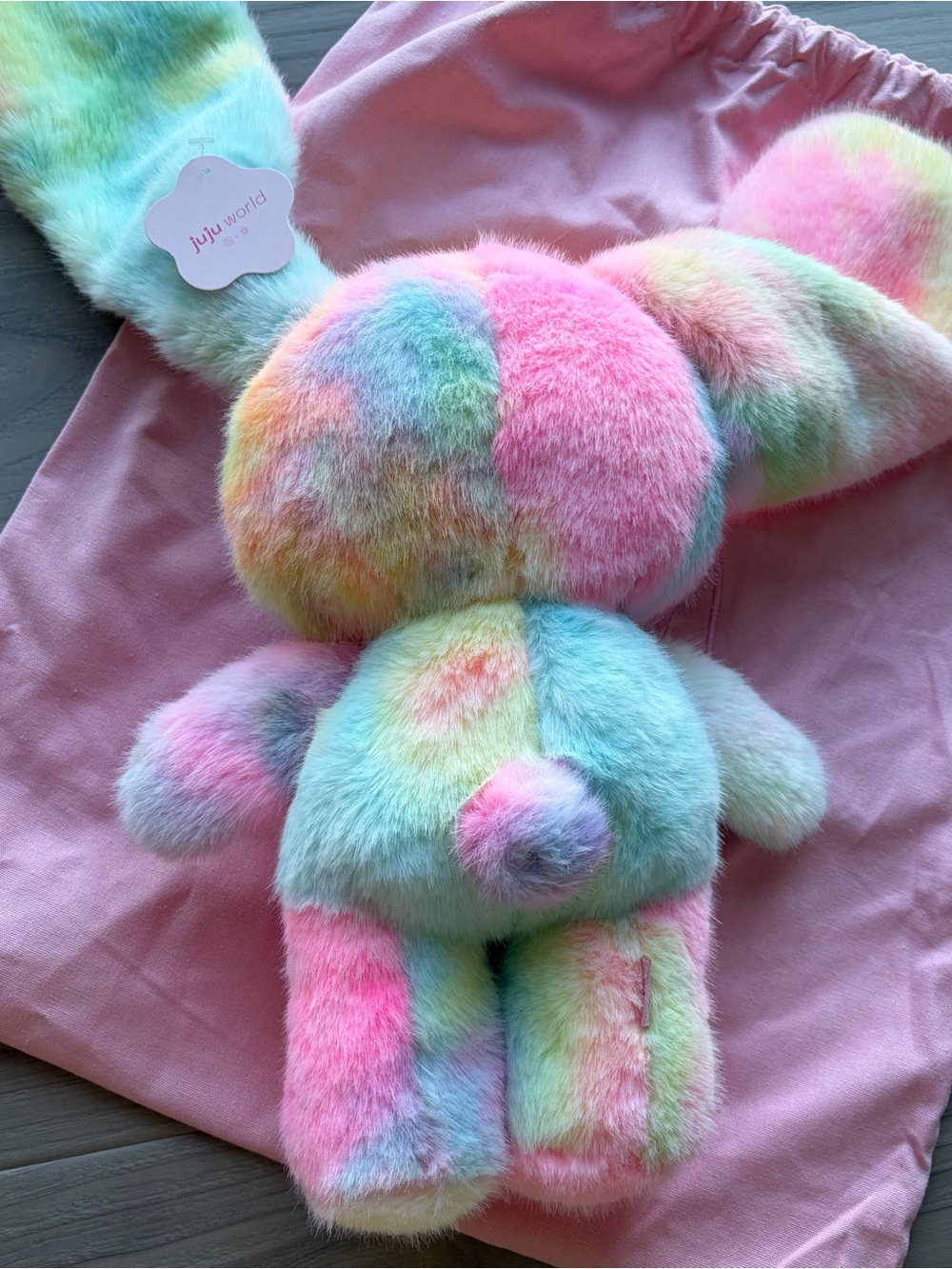 Juju World Pastel Rainbow Bunny Plush - Picture 3 of 3